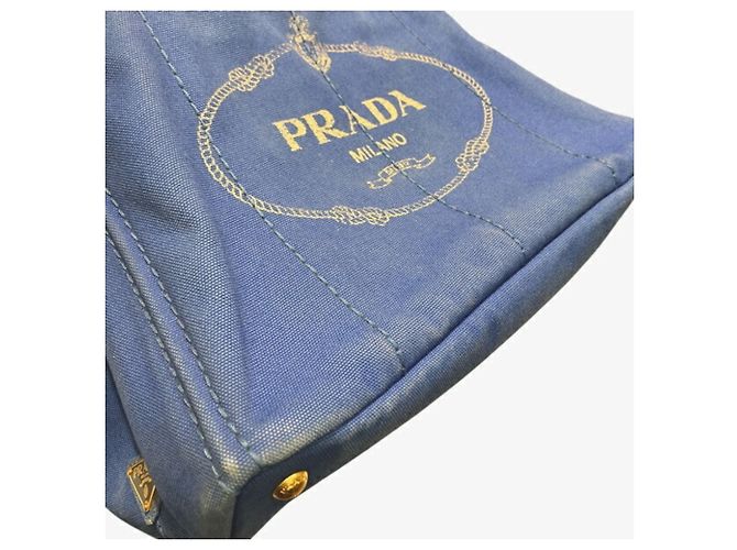 Borsa Tote in tela blu Prada Canapa - vista 7