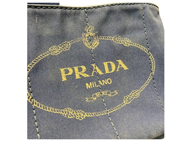 Borsa Tote in tela blu Prada Canapa - vista 9