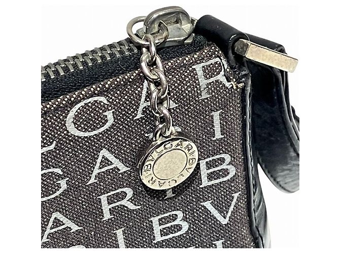 Bulgari BVLGARI BVLGARI Logo Canvas Mini Handbag Schwarz Weiß - Ansicht 7