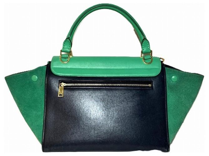 16 Céline Borsa a 2 modi / Borsa a tracolla Celine Trapeze Verde Blu navy - vista 2