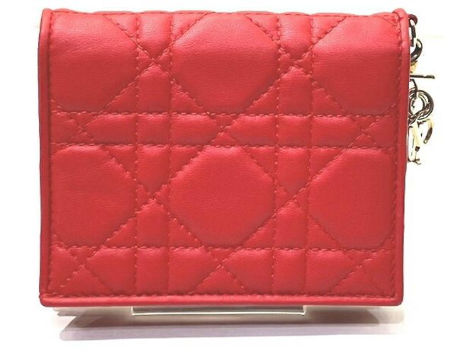 Christian Dior Dior Cartera Bi-fold Cannage Roja - vista 2