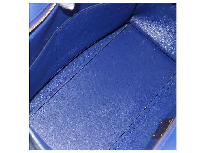 Céline Celine Trapeze in pelle e camoscio Medium Blu - vista 5