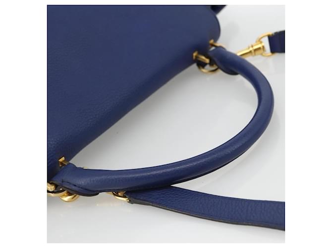 Céline Celine Trapeze in pelle e camoscio Medium Blu - vista 7