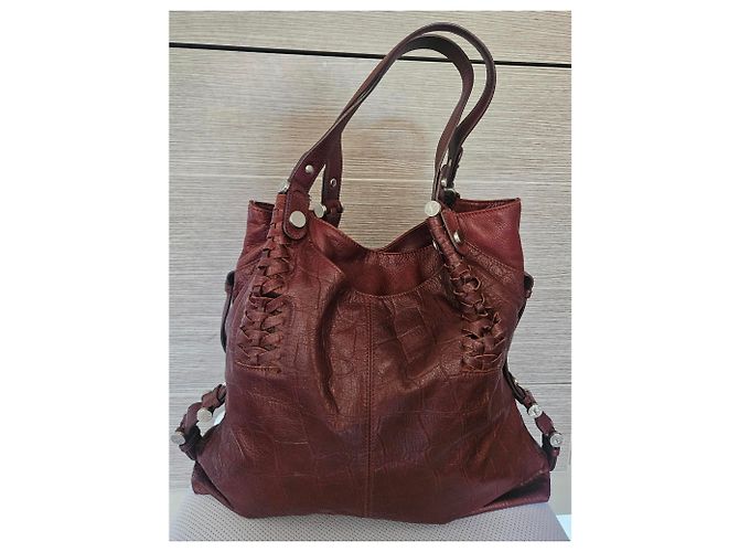 Autre Marque Borsa in pelle B.Makowsky Bordeaux Marrone - vista 2