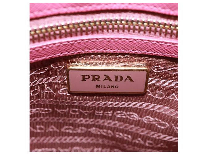 Prada Double Zip Lux Tote aus Saffiano-Leder Größe Medium Pink - Ansicht 6