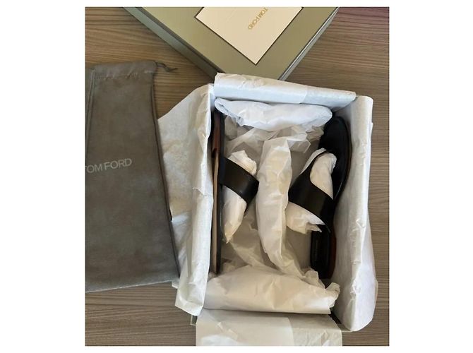 Tom Ford Sandali in pelle nera con listini Nero - vista 12