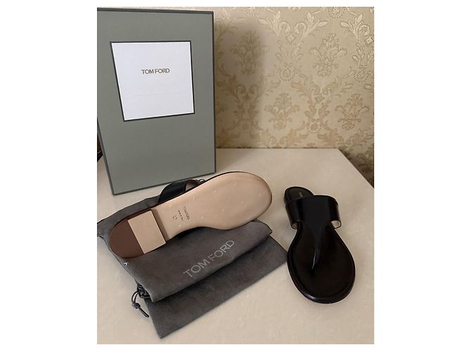 Tom Ford Sandali in pelle nera con listini Nero - vista 2