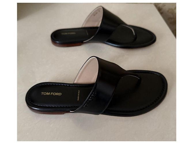 Tom Ford Sandali in pelle nera con listini Nero - vista 4