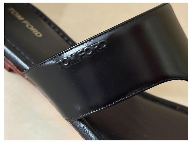 Tom Ford Sandali in pelle nera con listini Nero - vista 5
