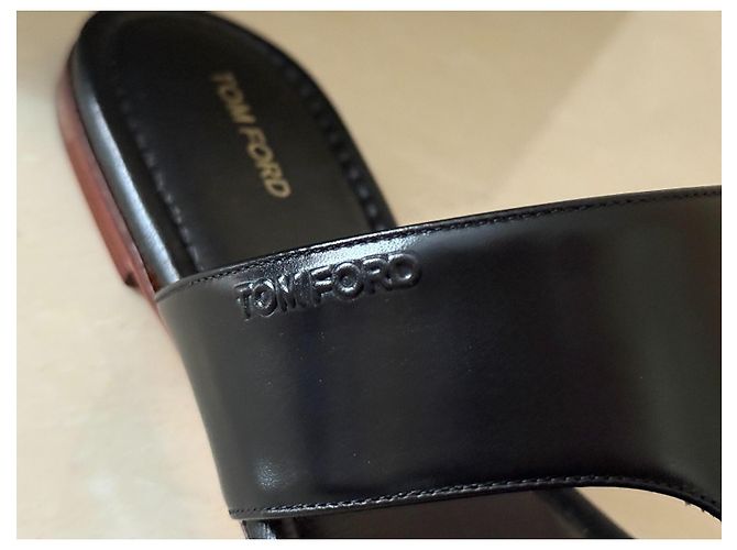 Tom Ford Sandali in pelle nera con listini Nero - vista 6
