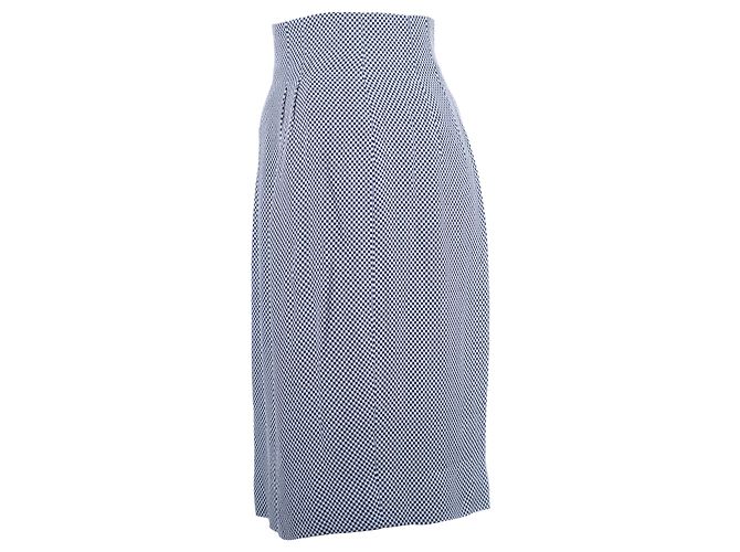 Gonna midi a vita alta con microcheck blu navy e bianco Gucci Vintage - vista 2