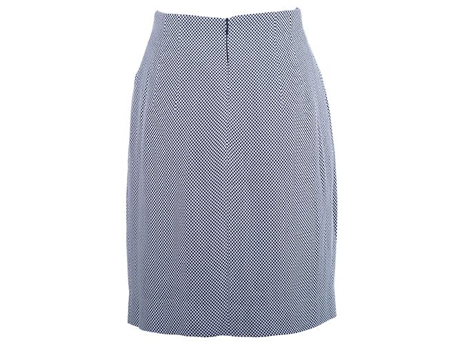 Gonna midi a vita alta con microcheck blu navy e bianco Gucci Vintage - vista 3