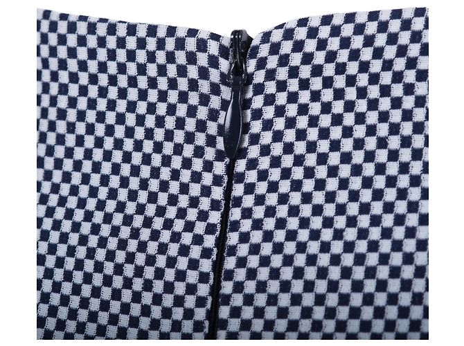 Gonna midi a vita alta con microcheck blu navy e bianco Gucci Vintage - vista 5