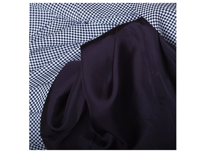 Gonna midi a vita alta con microcheck blu navy e bianco Gucci Vintage - vista 6