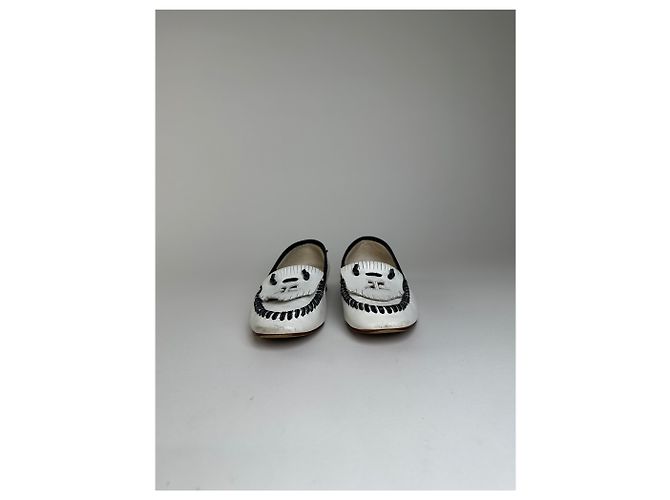 Vintage Courreges Glatte Loafer Weiß EU5 - Ansicht 3