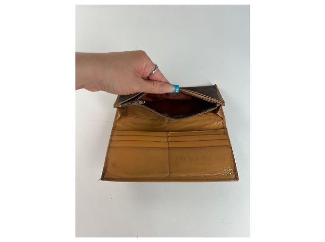 Céline Vintage Celine Embossed Wallet Brown Camel - view 5