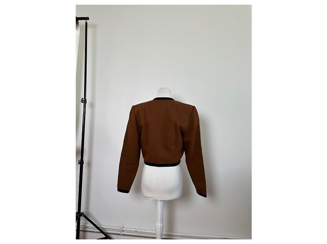 Chaqueta Lisa Vintage Yves Saint Laurent Espresso Negro - vista 3