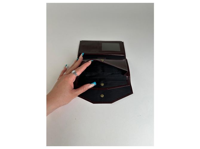 Vintage Dior Smooth Wallet Burgundy Dark red - view 4