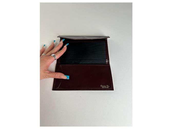 Vintage Dior Smooth Wallet Burgundy Dark red - view 5
