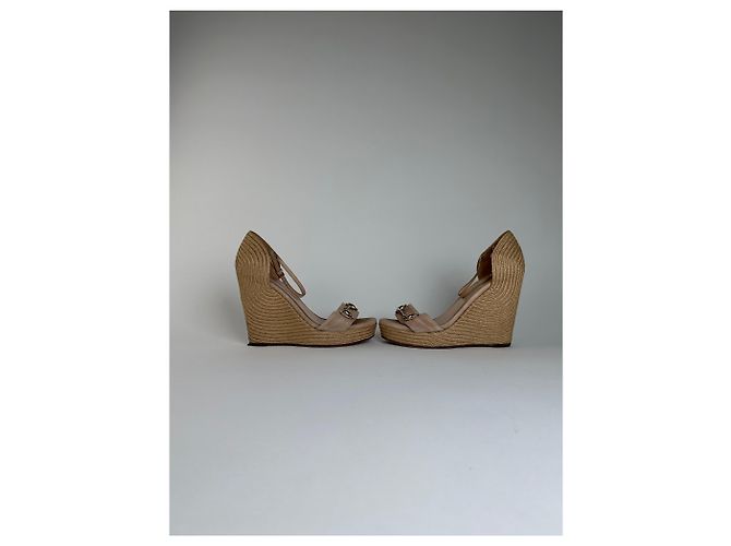 Sandali con zeppa in scamosciato vintage Gucci Beige EU37.5 - vista 6