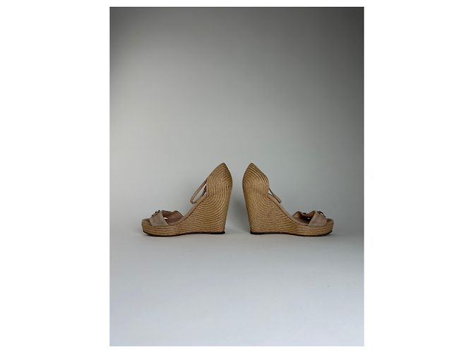 Sandali con zeppa in scamosciato vintage Gucci Beige EU37.5 - vista 7