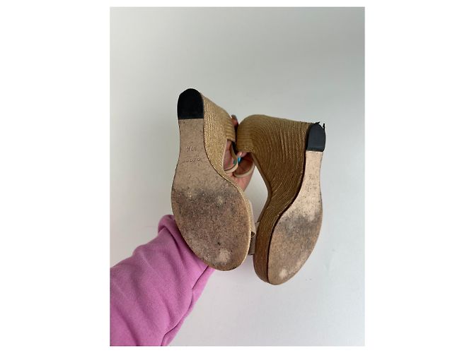 Sandali con zeppa in scamosciato vintage Gucci Beige EU37.5 - vista 9