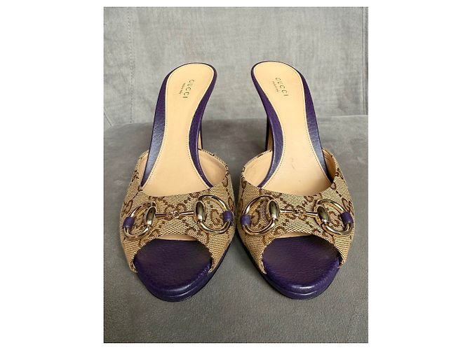 Gucci Mule Monogram Horsebit Beige Porpora - vista 10