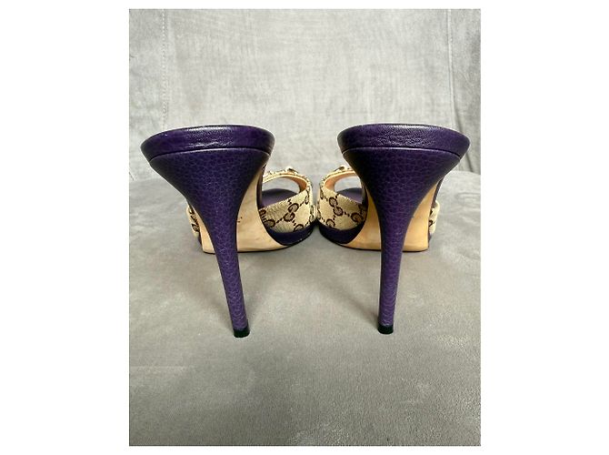 Gucci Mule Monogram Horsebit Beige Porpora - vista 11