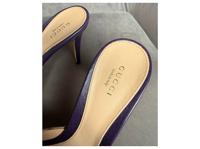 Gucci Mule Monogram Horsebit Beige Porpora - vista 12