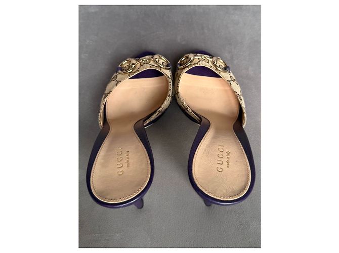 Gucci Mule Monogram Horsebit Beige Porpora - vista 13