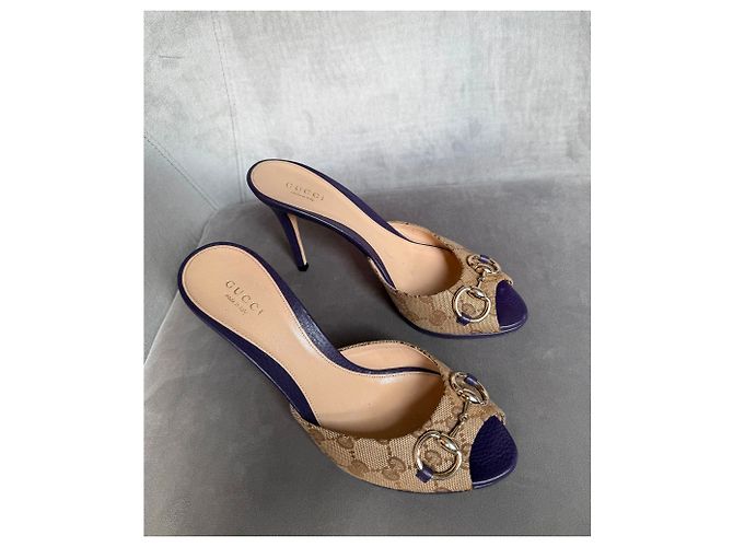 Gucci Mule Monogram Horsebit Beige Porpora - vista 14
