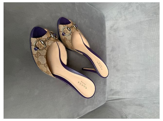 Gucci Mule Monogram Horsebit Beige Porpora - vista 15