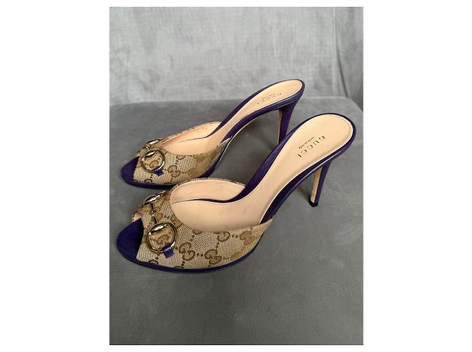 Gucci Mule Monogram Horsebit Beige Porpora - vista 4