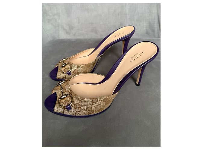 Gucci Mule Monogram Horsebit Beige Porpora - vista 5