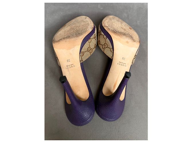 Gucci Mule Monogram Horsebit Beige Porpora - vista 6