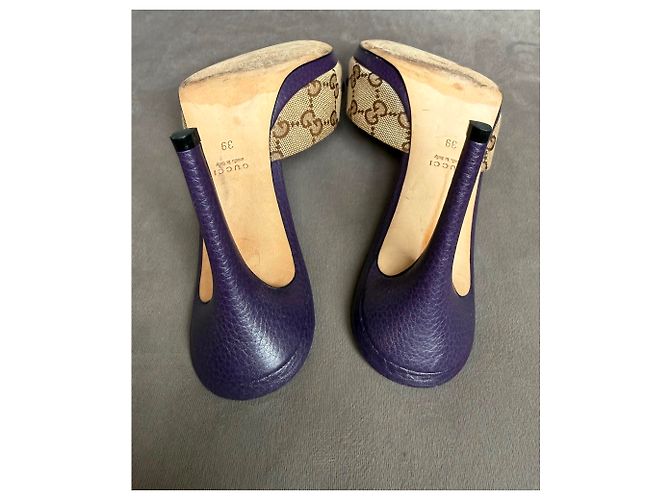 Gucci Mule Monogram Horsebit Beige Porpora - vista 7
