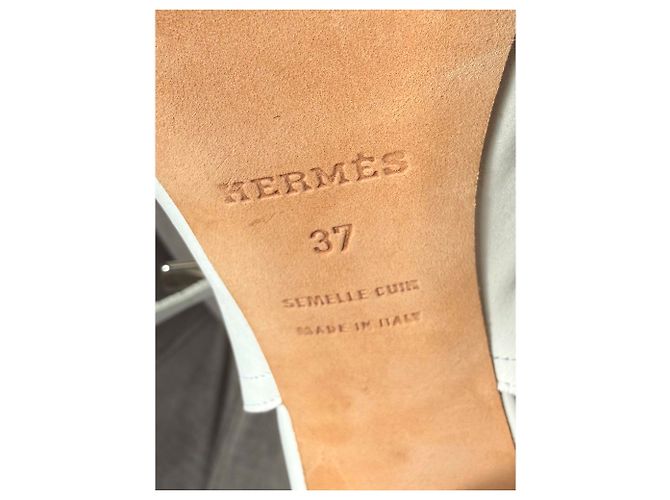 Hermès Sandali in pelle bianca con cinturino alla caviglia Bianco - vista 18