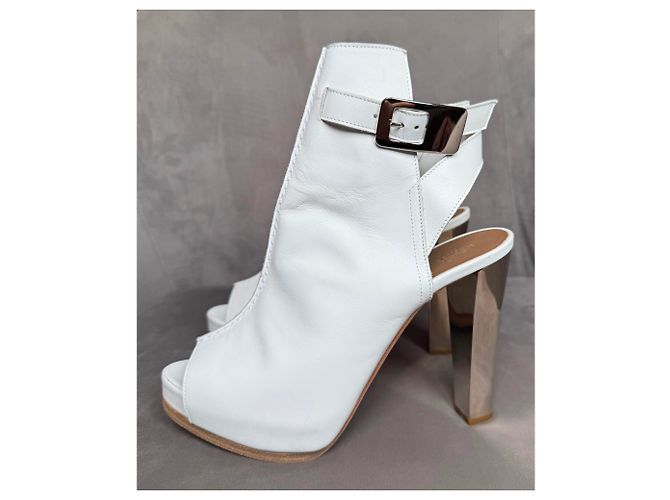 Hermès Sandali in pelle bianca con cinturino alla caviglia Bianco - vista 4