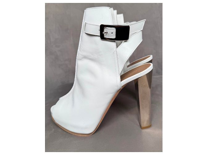 Hermès Sandali in pelle bianca con cinturino alla caviglia Bianco - vista 5