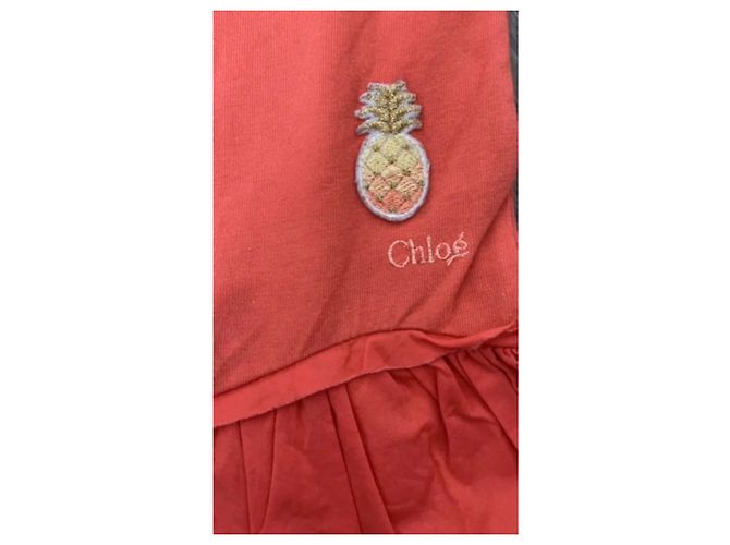 Chloé Mädchen Sommerkleid Koralle mit Ananas-Motiv Orange - Ansicht 2