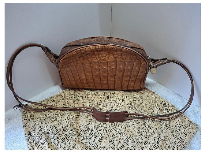 Chloé Borsa a tracolla in pelle stampa coccodrillo marrone - vista 3