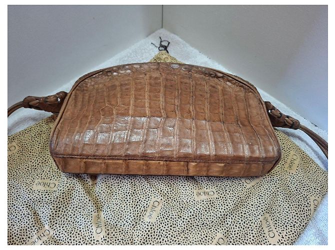 Chloé Borsa a tracolla in pelle stampa coccodrillo marrone - vista 6