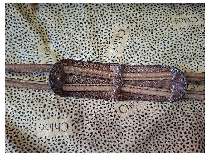 Chloé Borsa a tracolla in pelle stampa coccodrillo marrone - vista 8