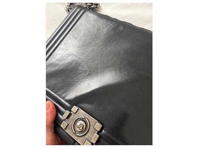 Chanel Boy Bag Couro Preto - vista 7