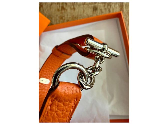 Hermès Orange Grained Leather Dog Collar - view 11