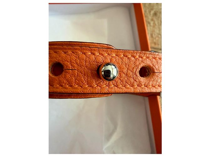 Hermès Orange Grained Leather Dog Collar - view 9