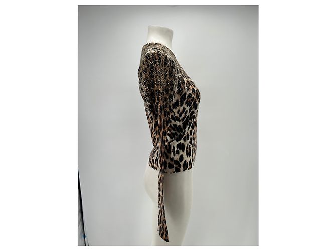 Zadig & Voltaire Pull léopard et strass Beige - vue 3