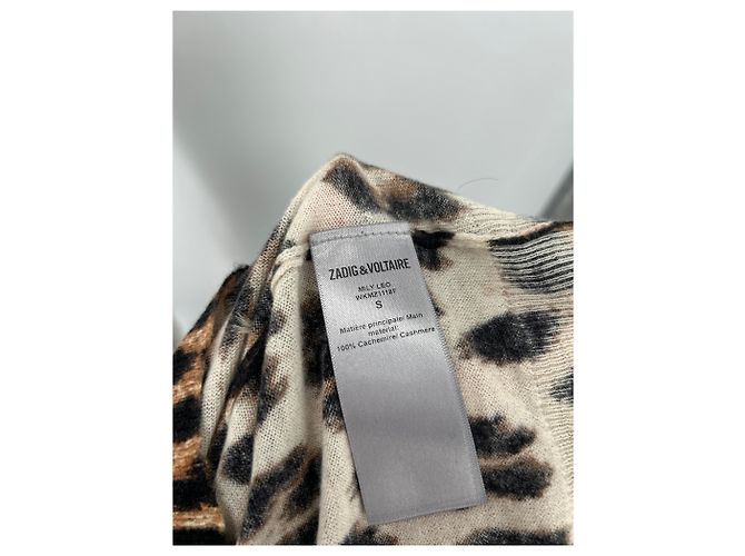 Zadig & Voltaire Pull léopard et strass Beige - vue 6