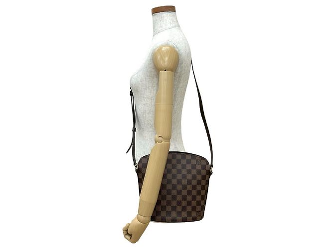 Borsa a tracolla Louis Vuitton Drouot Damier Marrone - vista 3
