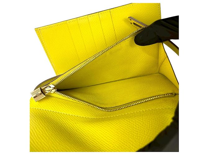 Hermès Cartera Hermes Kelly Compact de piel Epsom Amarillo - vista 10